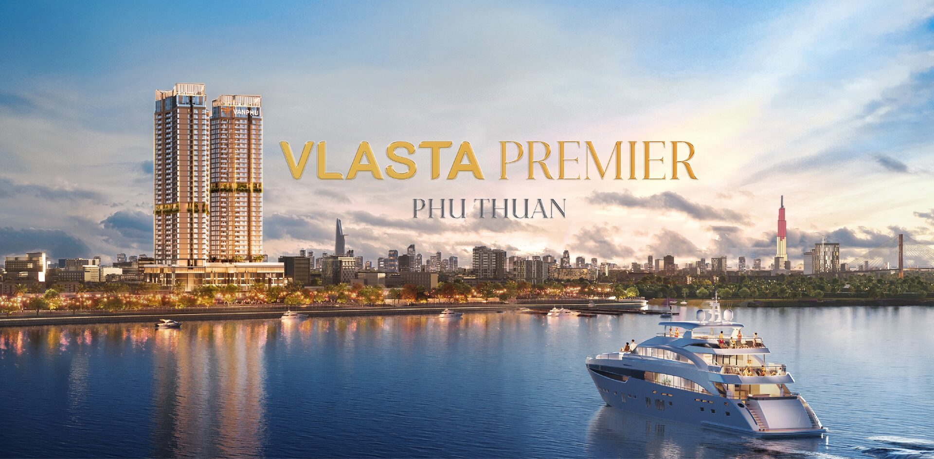 Kiến trúc toà tháp đôi Vlasta Premier bên sông